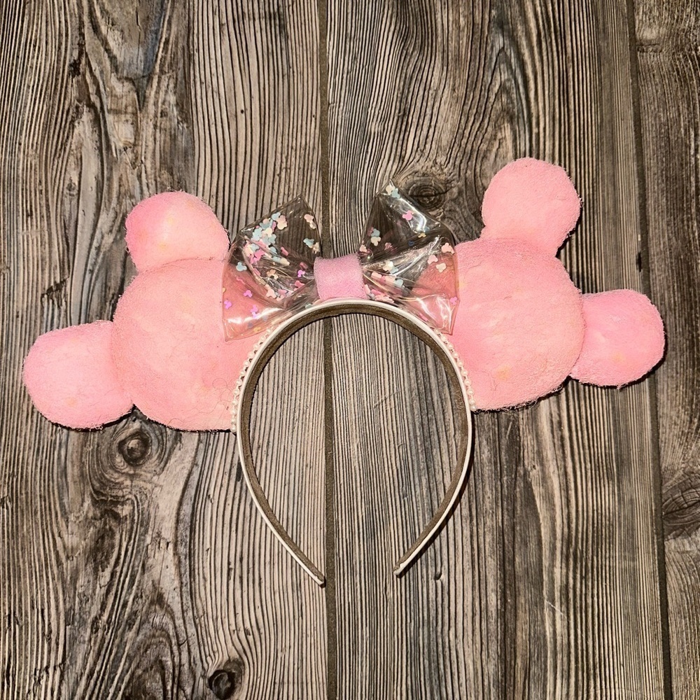 Disney Pink Mickey Mouse Ears Handmade
Soft Comfortable Clear Bow Confetti